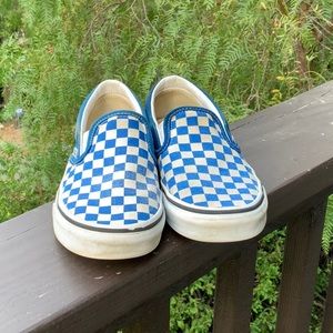 Blue checkered  slip on Vans